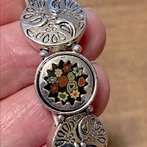 Silver Floral Stretch Bracelet